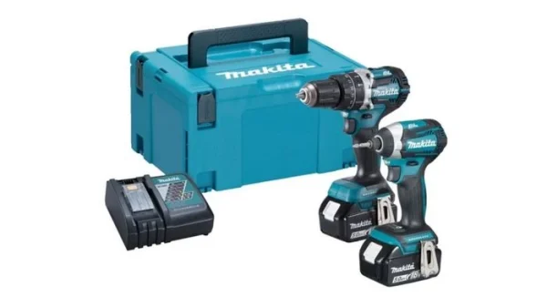 Makita DLX2181TJ – Jeu D’outils Sans-fil – 18V Li-ion – Perceuse à Percussion DHP484 & Perceuse Visseuse à Percussion DTD154 – 2 Batteries 5,0 Ah – MAKPAC – Brushless REMISE allant jusqu. 1