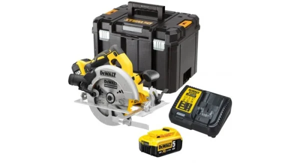 DeWalt DCS570P2 Scie Circulaire à Batteries 18V Li-Ion (2x Batterie 5.0Ah) Dans TSTAK – 184mm – DCS570P2-QW en vente 1