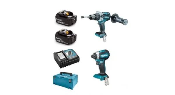 Makita DLX2174TX1 Pack Sans-fil – 18 V Li-ion – Perceuse Visseuse à Percussion (DHP481) Et Visseuse à Percussion (DTD153) – 2 Batteries 5,0 Ah – Mbox – Brushless Boutique officielle 1