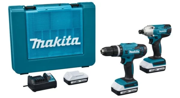 en ligne Makita DK18922A01 Pack 2 Outils Sans Fil – 18V Li-ion – Perceuse Visseuse à Percussion (HP488D) Et Visseuse à Percussion (TD127D) – Batteries (3x 2,0 AH) 1