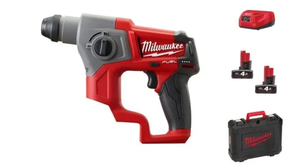 Milwaukee M12 CH-402C Marteau Perforateur SDS-plus à Batteries 12V Li-Ion Set (2x Batterie 4.0Ah) En Coffre – Moteur Sans Charbon – 4933441475 grande surprise 1