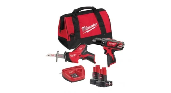 Milwaukee M12 BPP2C-402B PowerPack (C12 HZ + M12 BDD + 2 X 4,0 Ah Batterie + 60 Min. Chargeur + Contractor Bag) – 12V – 4933441230 boutique paris 1