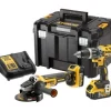 mode pas cher DeWalt DCK2080P2T – Set Li-Ion 18V – Perceuse Visseuse à Percussion (DCD796) & Meuleuse D’angle (2x Batterie 5.0Ah) Dans TSTAK – Moteur Brushless 5