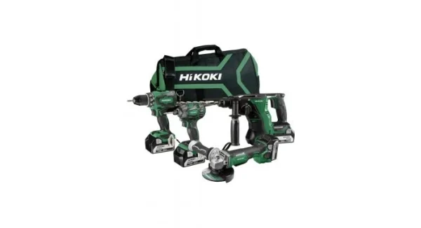 HiKOKI KC18DG4LWDZ – Set D’outils Li-Ion 18V – Perceuse Visseuse, Visseuse à Choc, Marteau Perforateur, Meuleuse D’angle (3 X Batterie 5.0 Ah Et Chargeur) Dans Sac Paris 1