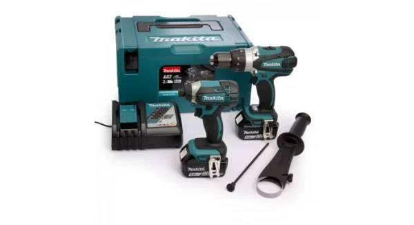 france Makita DLX2145TJ – 2 Outils Sans-fil 18V Li-ion – Perceuse Visseuse à Percussion (DHP458) & Visseuse à Percussion (DTD152) – Batteries 2 5,0 Ah) – MAKPAC 1