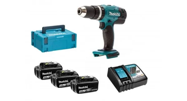 Makita DHP453RF3J 18V Li-Ion Perceuse – Visseuse à Percussion Sans Fil (3x 3.0Ah Batteries) Avec Mbox Livraison rapide 1