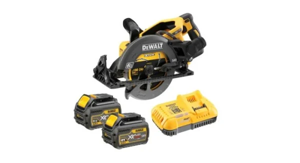 DeWalt DCS577T2 Scie Circulaire à Batteries 54V XR FlexVolt Li-Ion (2x Batterie 6.0Ah) – 190mm – Moteur Sans Charbon – DCS577T2-QW magasin pour 1