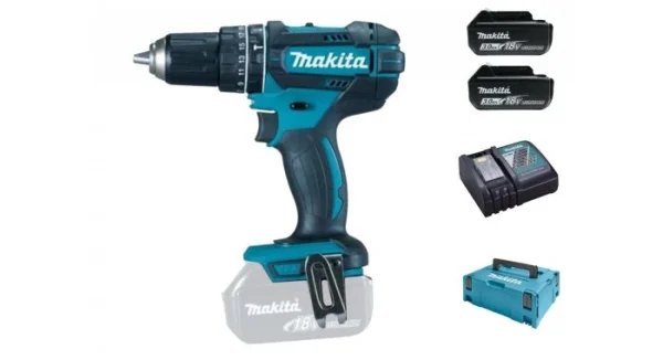 mode Makita DHP482RFJ – Set De Perceuse Visseuse à Percussion 18V Li-Ion (2x Batterie 3,0Ah) Dans MAKPAC 1