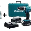 Top ventes Perceuse Visseuse à Percussion Sans-fil Makita DHP453RFE – 18 V Li-ion – 2 Batteries 3,0 Ah – Coffret – Incl. 22 Accessoires 5