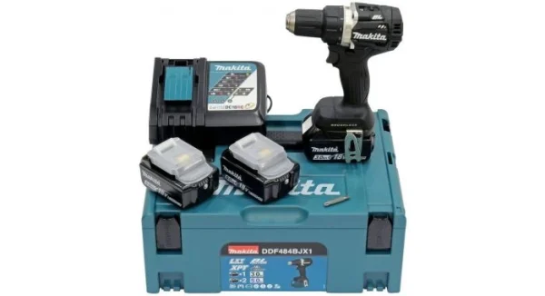 prix le plus bas Perceuse Visseuse Sans-fil Makita DDF484BJX1 – 18V Li-ion – 2 Batteries 5,0 Ah – MAKPAC – Brushless 1