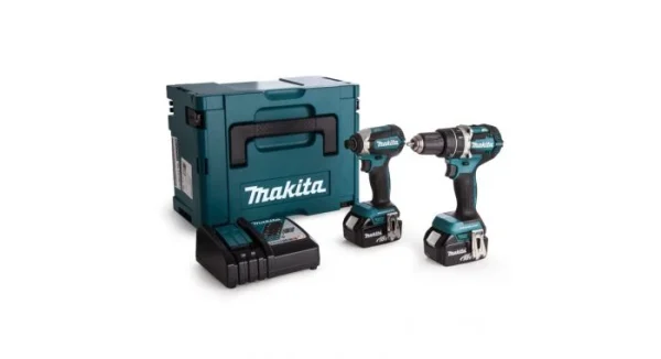 Makita DLX2180MJ Ensemble Sans-fil – 18V Li-ion – Perceuse Visseuse à Percussion & Perceuse à Percussion – 2 Batteries 4,0 Ah – Mbox Les achats en ligne 1