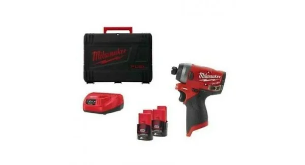 Milwaukee M12 FQID-202X – Set Visseuse à Choc Li-Ion 12V (2x Batterie 2.0Ah) Dans HD Box – 50Nm – Moteur Brushless Prix très abordable 1